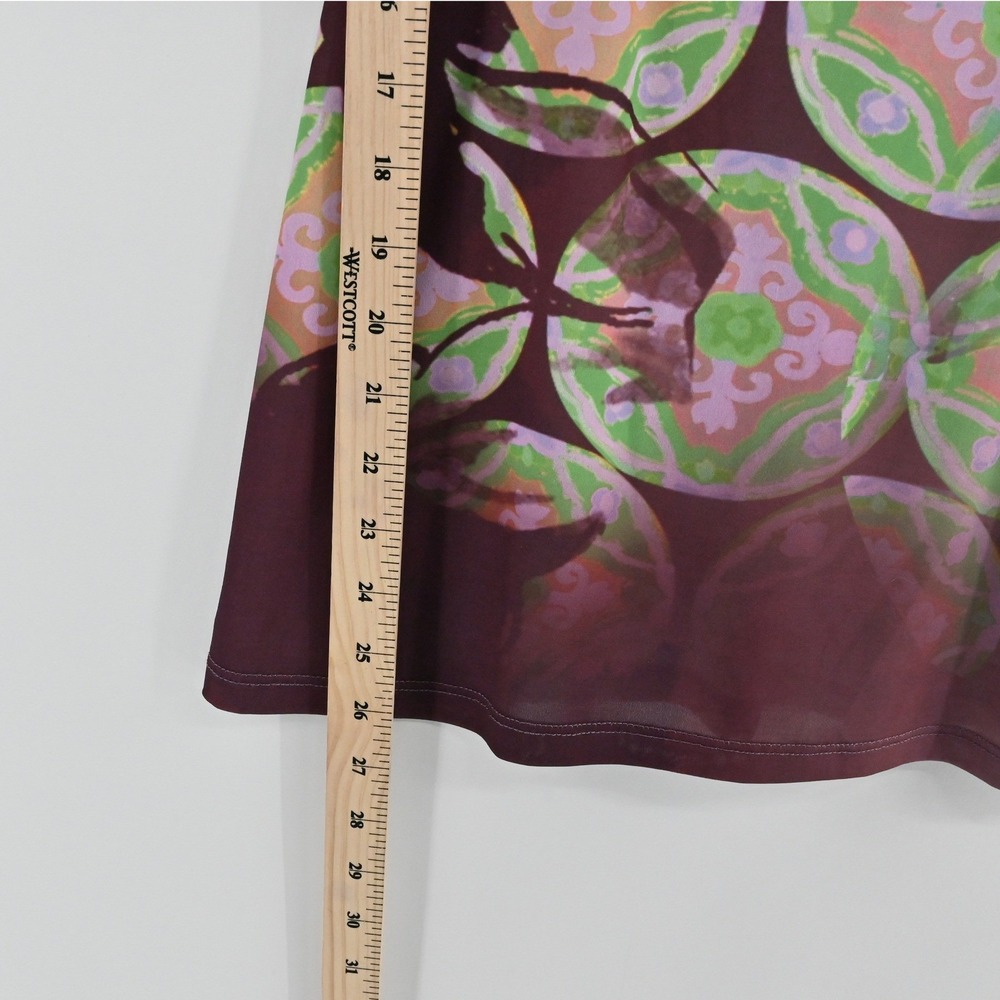 Save The Queen Floral Ruched Top Womens Size M Purple Green Italy Y2K Maximalist - Picture 4 of 15